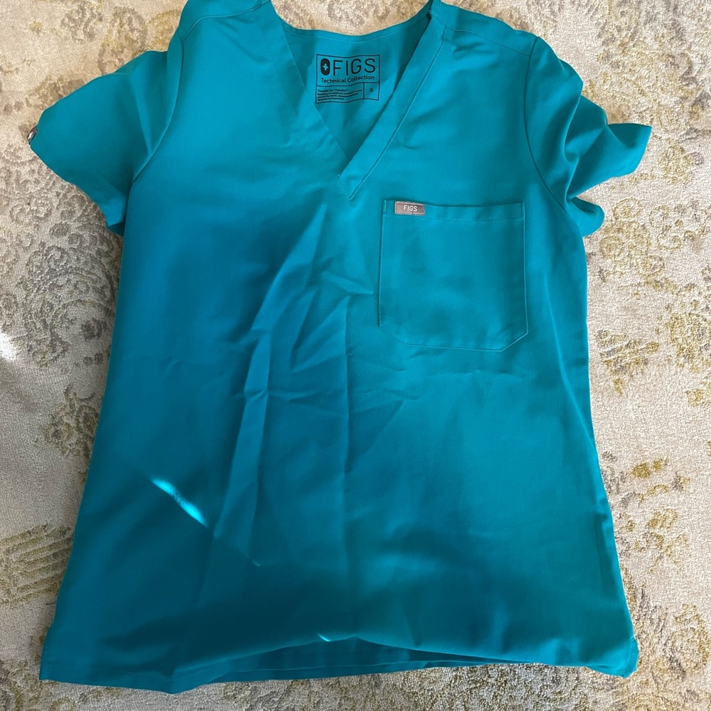Figs teal scrub top nwot size small